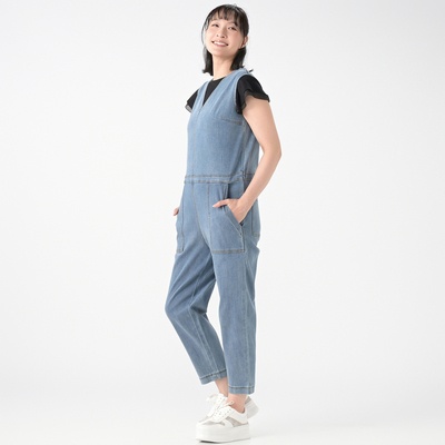  Anne Coquine ストレッチラメデニムオールインワン - 744346