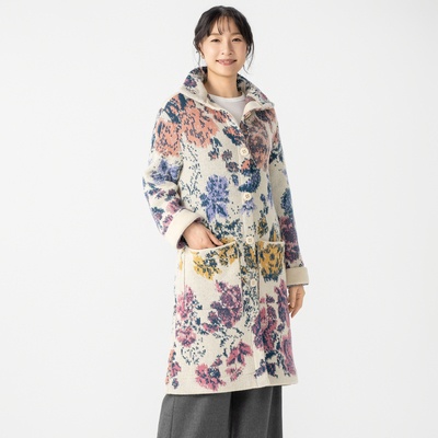 IVKO WOMAN フラワーパターン ジャガードニットコート