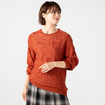 Coeur sucre 編地柄インナー付シアーニットプルオーバー