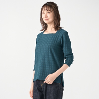 ModdedAnce アシンメトリーネック袖ギャザーTシャツ