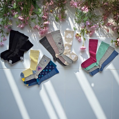 ジャヴィ綿混着圧ハイソックス[抗菌防臭加工]4足セット