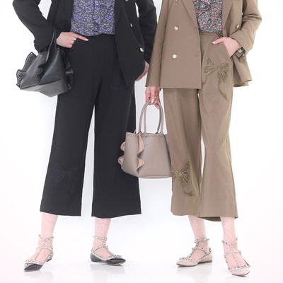  &LOVE 軽くて伸びて楽チンなレースリボンパンツ - 746243