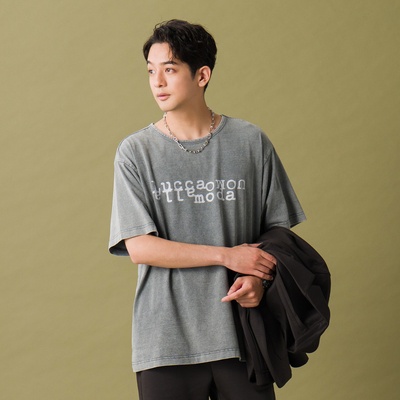 Lucca Uomo alla moda ウォッシュド加工Ｔシャツ