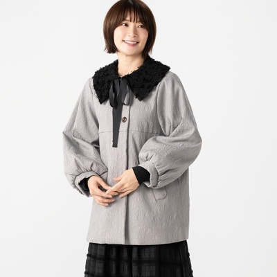 anatelier 取り外せる衿 2WAYジャガードコート