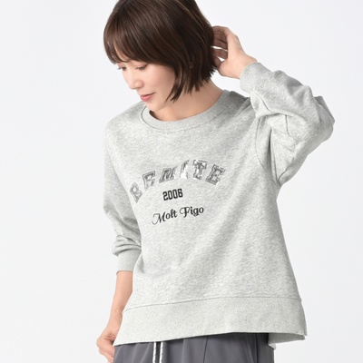 Remite スパンコールロゴ刺しゅうプルオーバー