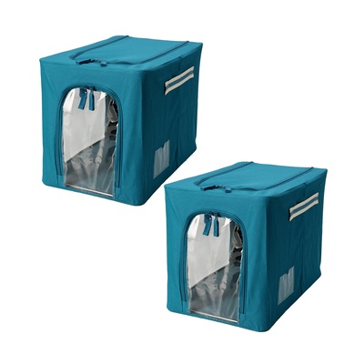 スタッキングできる 窓付き収納BOX スリム 同色2個