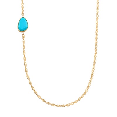 アリゾナターコイズ18KYGデザインネックレス0.8ctUP[44cm]