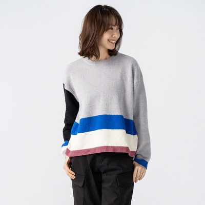 KiKKi 配色ハーフモールニットプルオーバー