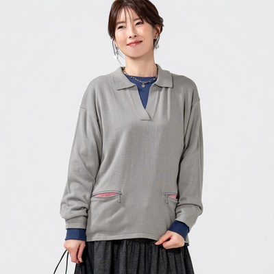 GRC 衿付きハイゲージニットプルオーバー