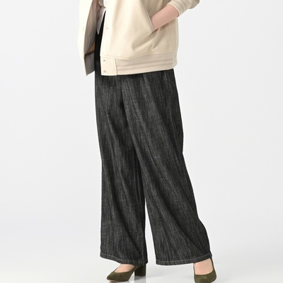 Provador やわらかソフト甘織デニムワイドパンツ