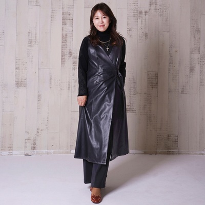 JEWEL MORRY’S レザー調 ジャンパードレス