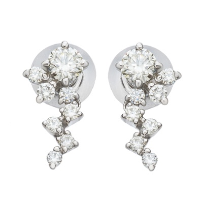  ボツワナ産ダイヤモンド PT イヤリング/ピアス 計0.3ctUP - 747796