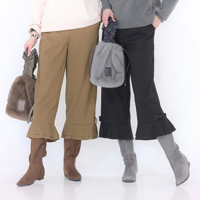 &LOVE 足元美人な裾ふりるセミワイドパンツ