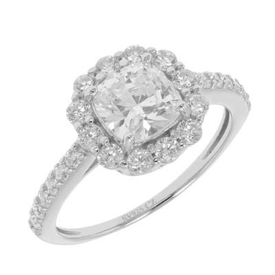 DIAMONIQUE SV925 クッションカット リング 計1.48ct