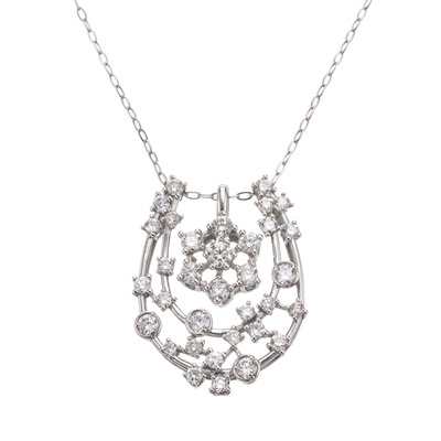 PT ダイヤモンド 3wayホースシューペンダント 計0.38ctUP