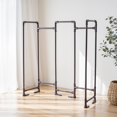 空納生活 折りたたみ式5連屏風ハンガーラック
