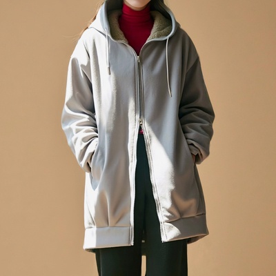 Provador 両面起毛 裏ボアロングパーカー