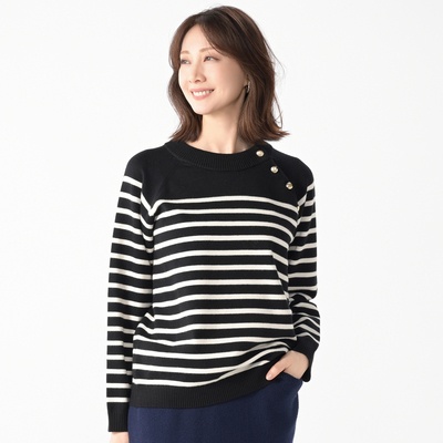 エニワイズ 華やかボタンアクセントマリンニット