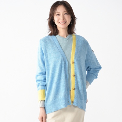  スクープクラブ 配色がアクセント 上品カジュアルカーディガン - 749322