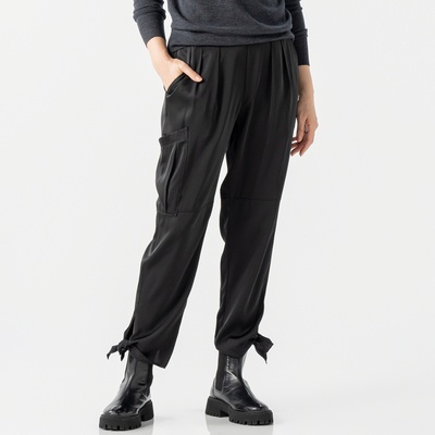 KawaiOkada 裾リボン切り替えサイドポケットパンツ