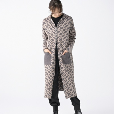 MASAGO フクレダブルジャガードニットコート