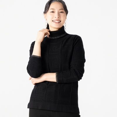 PCD モダンロゴジャカードのタートルニットプルオーバー