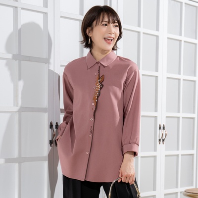  calma 子鹿刺繍 シャツチュニック - 750281