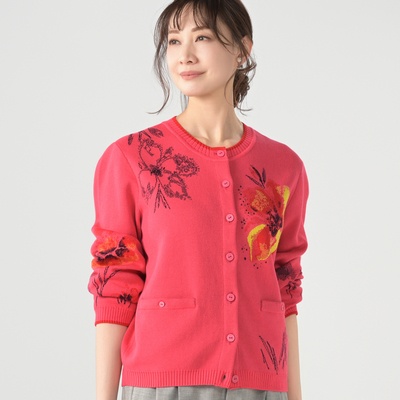 IVKO WOMAN フローラルパターン ラウンドネックカーディガン