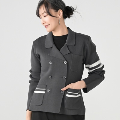 MASAGO リサイクル糸ゴム編みテーラードダブルジャケット