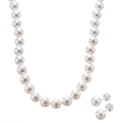 アコヤ真珠ネックレス&イヤリング/ピアス8.5mm 天女