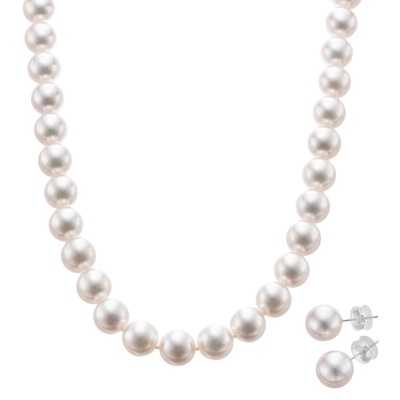 アコヤ真珠ネックレス&イヤリング/ピアス9.0mm 天女