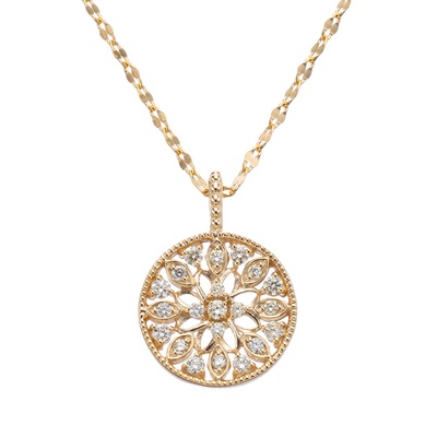 10KYGダイヤモンドカレードスコープデザイン ペンダント