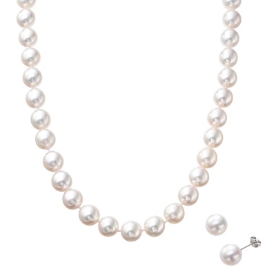 アコヤ真珠 9.0mm ネックレス&イヤリング/ピアスセット