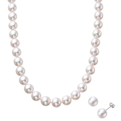 アコヤ真珠 9.5mm ネックレス&イヤリング/ピアスセット