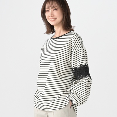 Remite 袖レース異素材カットソー