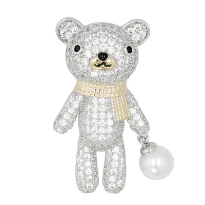 Jinka Nezu CZ 襟巻くまさん ブローチ