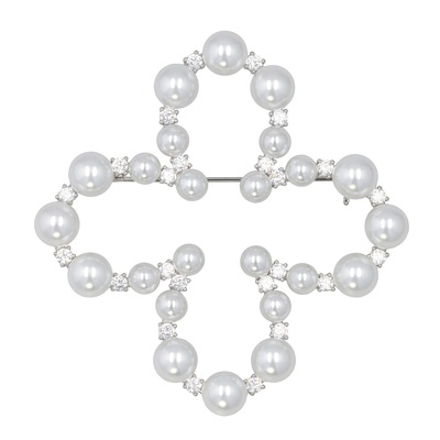 Jinka Nezu CZ ビジューパール リリーブローチ