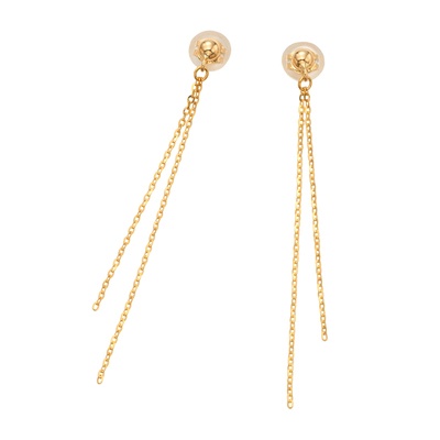 純金/18K ミラーカットチェーンレイヤード イヤリング/ピアス