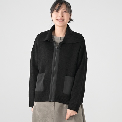 ModdedAnce ビッグカラー異素材MIXニットブルゾン