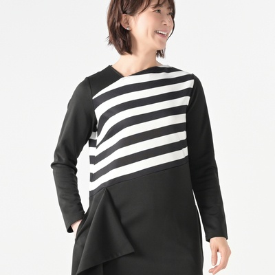 BOUTIQUE JUNKO アシンメトリープリントデザインワンピース