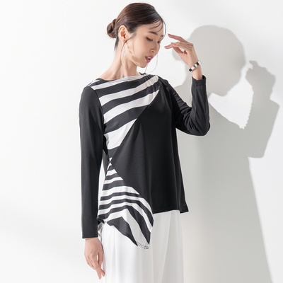 BOUTIQUE JUNKO リニアプリントアシンメトリープルオーバー