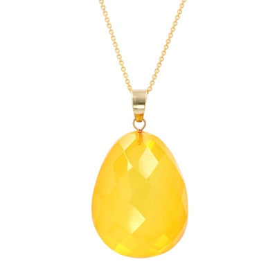 琥珀 シャンデリアカットティアドロップ ペンダント