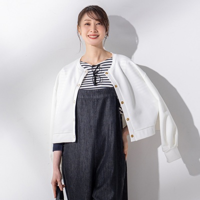 Coeur sucreふんわり袖 ドット釦ショートカーディガン