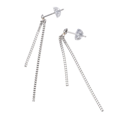 純PT/PT900 シャインカットツインキヘイチェーン イヤリング/ピアス