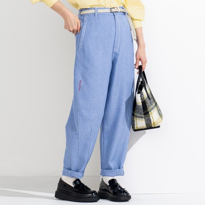 calma 選べる股下大人シャンブレーバレルシルエットパンツ