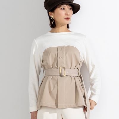 calma ビスチェドッキングデザイン ロングプルオーバー