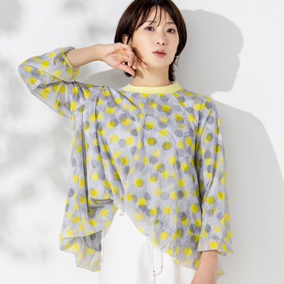 calma ピーコックドット柄 パワーネットバルーンチュニック