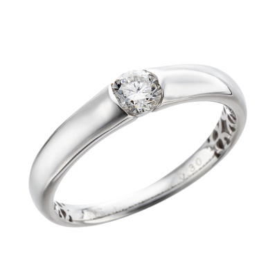 18K ダイヤモンド ハーフベゼルリング 0.3ctUP