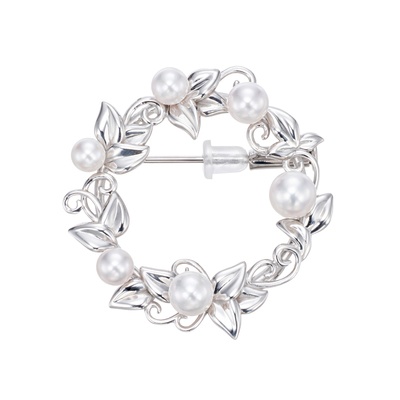  アコヤベビーパール リースモチーフ ブローチ - 751341