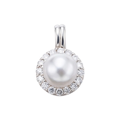 PT900 アコヤベビーパールダイヤモンドペンダントヘッド4mm